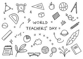 Scribbles hand-drawn world teacher day background. illustration vector