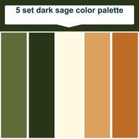 5 set dark sage color palette. Elegant dark sage colors palette. Beautiful color palette vector