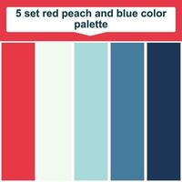 5 set red peach and blue color palette. Elegant blue and peach red colors palette. Beautiful color palette vector