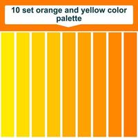 10 set orange and yellow color palette. Elegant orange and yellow colors palette. Beautiful color palette vector