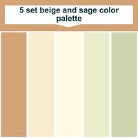 5 set beige and sage color palette. Elegant sage and beige colors palette. Beautiful color palette vector