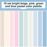 10 set bright beige, pink, green and blue pastel color palette. Elegant bright beige, pink, green and blue pastel colors palette. Beautiful color palette vector