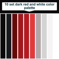 10 set dark red and white color palette. Elegant dark red maroon and white colors palette. Beautiful color palette vector