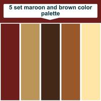 5 set maroon and brown color palette. Elegant brown and maroon colors palette. Beautiful color palette vector