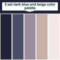 5 set dark blue and beige color palette. Elegant beige and dark blue colors palette. Beautiful color palette vector