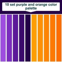 10 set purple and orange color palette. Elegant purple and orange colors palette. Beautiful color palette vector