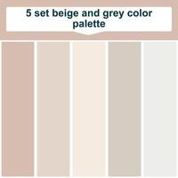 5 set beige and grey color palette. Elegant grey and beige colors palette. Beautiful color palette vector
