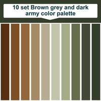 10 set Brown grey and dark army color palette. Elegant Brown grey and dark army colors palette. Beautiful color palette vector