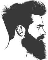 Silhouette hair beard man only black color only vector