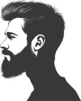 Silhouette hair beard man only black color only vector