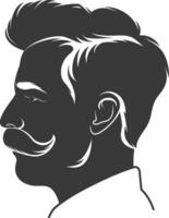 Silhouette hair mustache man only black color only vector