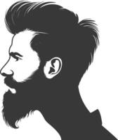 silueta pelo barba Bigote hombre solamente negro color solamente vector