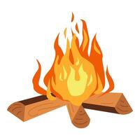 ilustración de ardiente hoguera con madera en blanco antecedentes vector