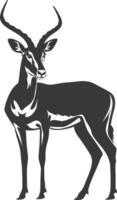 Silhouette impala animal full body black color only vector