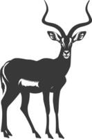 Silhouette impala animal full body black color only vector