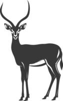 Silhouette impala animal full body black color only vector