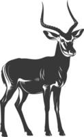 Silhouette impala animal full body black color only vector