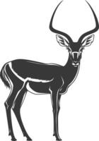 silueta impala animal lleno cuerpo negro color solamente vector
