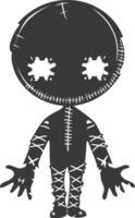 Silhouette voodoo doll black color only vector