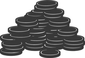 Silhouette pile of coin black color only vector