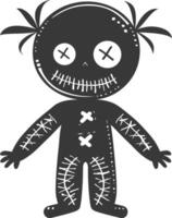 Silhouette voodoo doll black color only vector