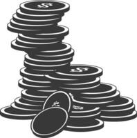 Silhouette pile of coin black color only vector