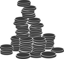 Silhouette pile of coin black color only vector