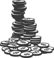 Silhouette pile of coin black color only vector