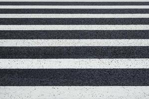 Perspective view of white markings crosswalk lines on a asphalt road photo