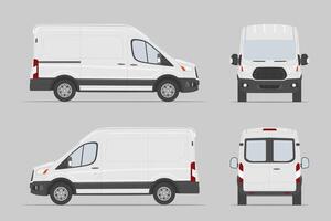 Commercial vehicle different view. Cargo van template. illustration vector