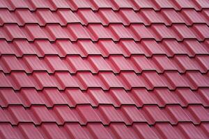 Red metal tile roof, background, texture, abstract photo