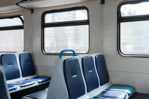Interior of a commuter electric train photo