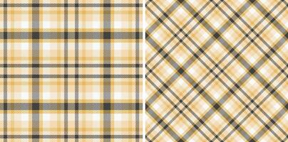 Fabric check of texture seamless textile with a tartan background pattern plaid. Set in gold colors. Curtain design trends. vector