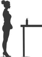 Silhouette receptionist in action full body black color only vector