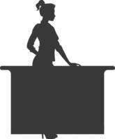 Silhouette receptionist in action full body black color only vector