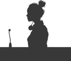 Silhouette receptionist in action full body black color only vector