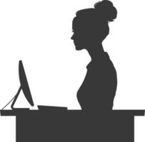 Silhouette receptionist in action full body black color only vector