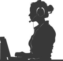 Silhouette receptionist in action full body black color only vector