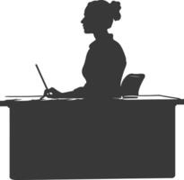 Silhouette receptionist in action full body black color only vector