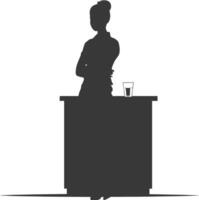 Silhouette receptionist in action full body black color only vector