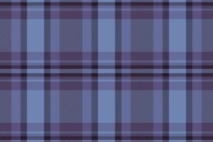 Front plaid tartan fabric, business pattern textile background. Irish check texture seamless in dark and blue colors. vector