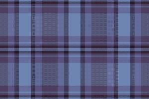 Front plaid tartan fabric, business pattern textile background. Irish check texture seamless in dark and blue colors. vector