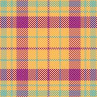 Hipster plaid textile check, model tartan pattern fabric. Autumn seamless texture background in amber and pink colors. vector