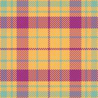Hipster plaid textile check, model tartan pattern fabric. Autumn seamless texture background in amber and pink colors. vector