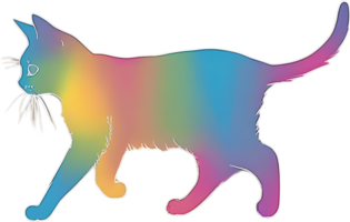 Colorful feline illustration, perfect for whimsical pet-themed designs. AI-generated. png