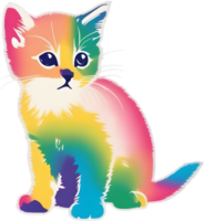 Colorful feline illustration, perfect for whimsical pet-themed designs. AI-generated. png