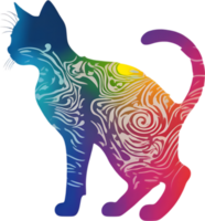 Colorful feline illustration, perfect for whimsical pet-themed designs. AI-generated. png