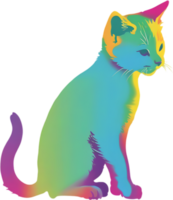 Colorful feline illustration, perfect for whimsical pet-themed designs. AI-generated. png