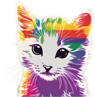 Colorful feline illustration, perfect for whimsical pet-themed designs. AI-generated. png