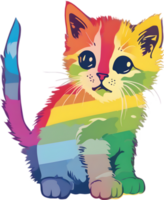 Colorful feline illustration, perfect for whimsical pet-themed designs. AI-generated. png